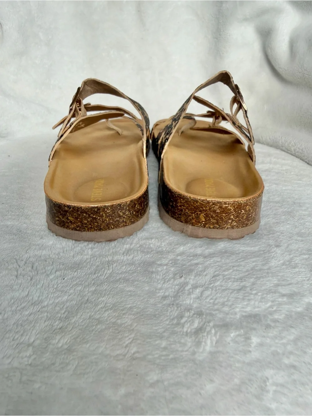 Steve Madden Women’s Leopard Print Slide Sandals - Tan Footbed Size 4